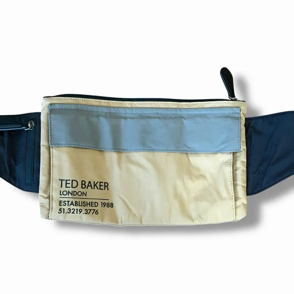TED BAKER Feddy Color-block Woven Bumbag in Tan Fannypack Travel Outdoor